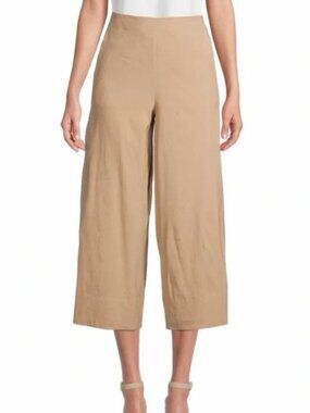 Vince Beige High-Rise Linen-Blend Culottes